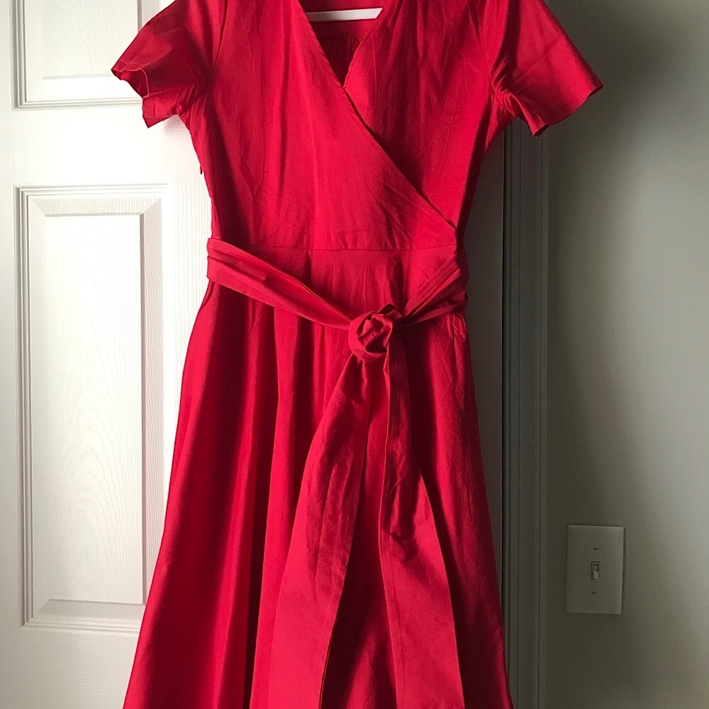 Red cotton dress with puffy under skirt.